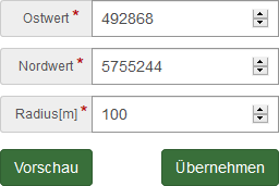 Eingabeelemente der Kreiskonstruktion